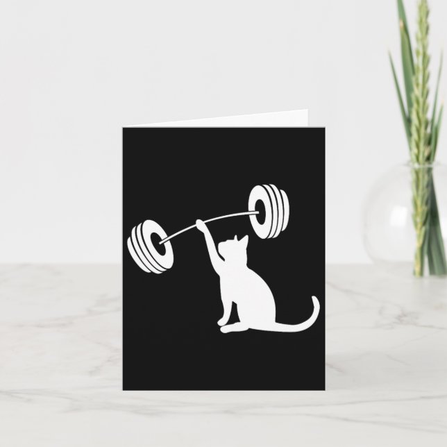 Funny Fitness Weight Strength Gym Cat Lifting For  Card (Front)