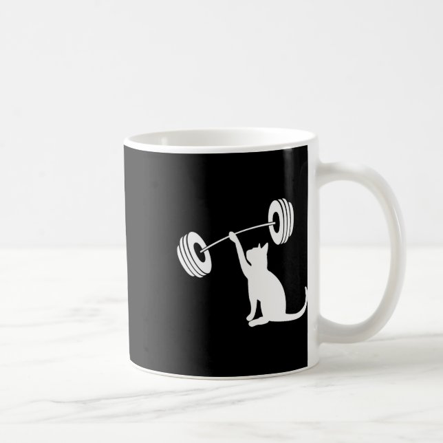 Funny Fitness Weight Strength Gym Cat Lifting For  Coffee Mug (Right)