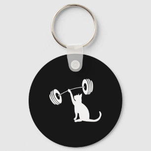 Funny Fitness Weight Strength Gym Cat Lifting For Key Ring