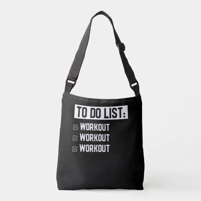 Funny Fitness Workout Motivational Saying Crossbody Bag (Front)