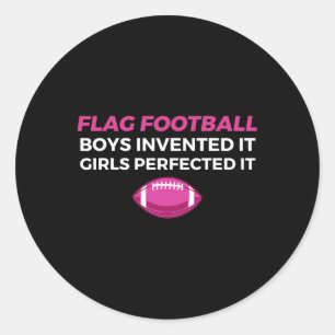 Funny Flag Football Girl 1  Classic Round Sticker