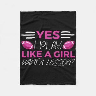 Funny Flag Football Girl Fleece Blanket