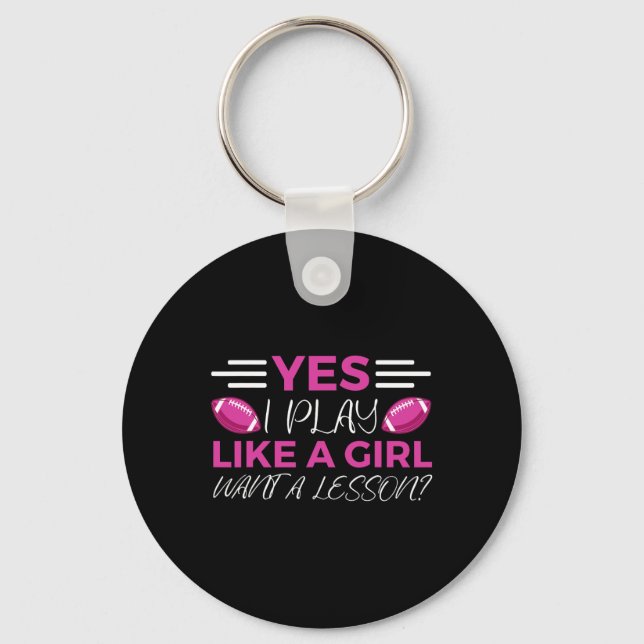 Funny Flag Football Girl  Key Ring (Front)