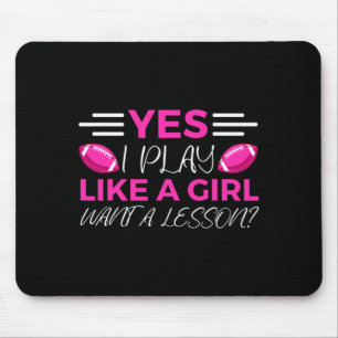 Funny Flag Football Girl T Shirt Mouse Mat