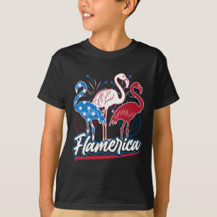 Funny Flamingo 4th Of July Patriotic American Flag T-Shirt
