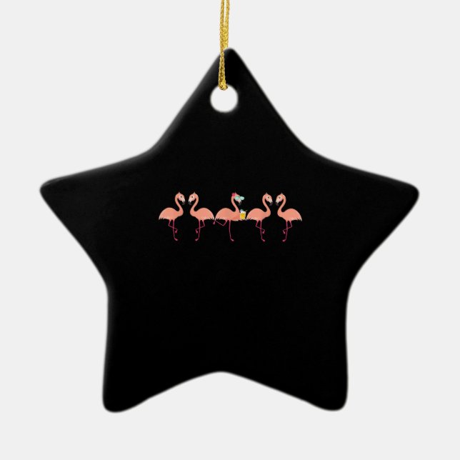Funny Flamingo Bachelor Party Cocktail Lover Ceramic Tree Decoration (Front)