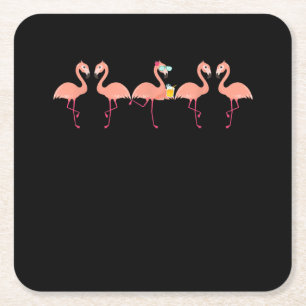 Funny Flamingo Bachelor Party Cocktail Lover Square Paper Coaster