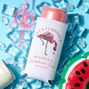Funny Flamingo Bachelorette Weekend Party Seltzer Can Cooler