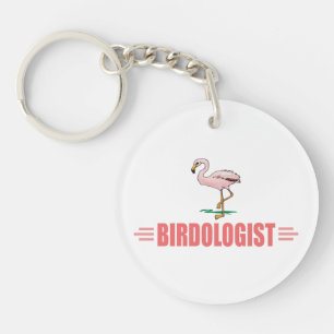 Funny Flamingo Bird Watching Key Ring
