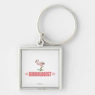 Funny Flamingo Bird Watching Key Ring