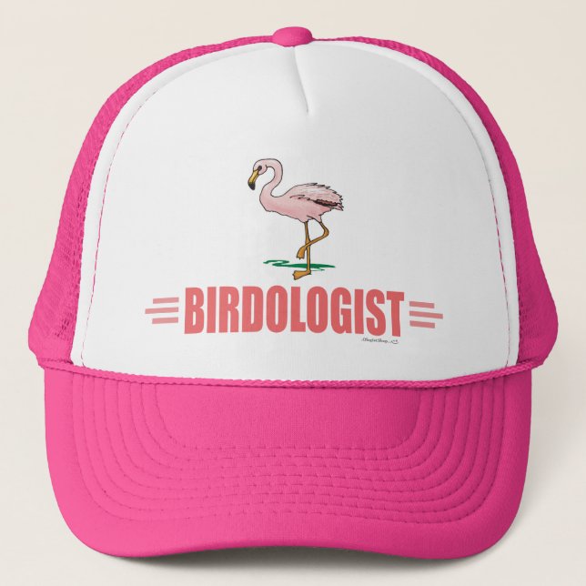 Funny Flamingo Bird Watching Trucker Hat (Front)