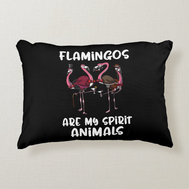 Funny Flamingo Birds Spirit Animal Decorative Cushion (Front)