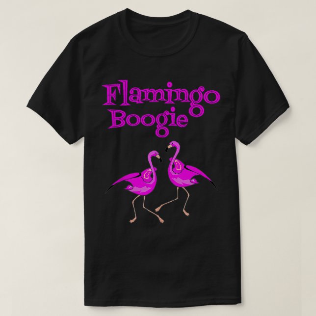 Funny Flamingo Boogie Tropical Pink Dancing Birds  T-Shirt (Design Front)