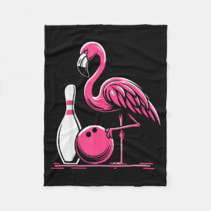 Funny Flamingo Bowling N Bowl Bowler Fleece Blanket