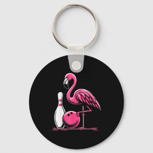 Funny Flamingo Bowling N Bowl Bowler  Key Ring