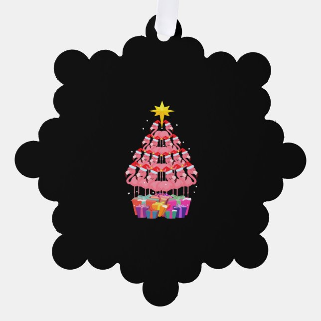 Funny Flamingo Christmas Tree Decoration Card (Front)