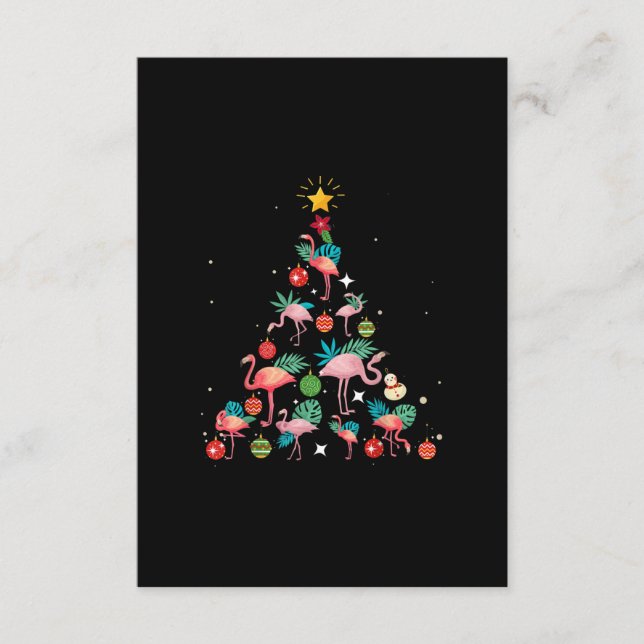 Funny Flamingo Christmas Tree Enclosure Card (Front)