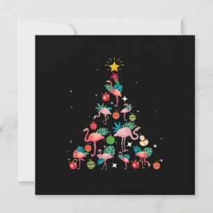 Funny Flamingo Christmas Tree Invitation