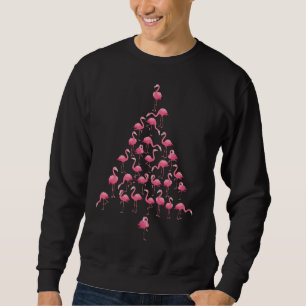 Funny Flamingo Christmas Tree Ornithologist Xmas Sweatshirt