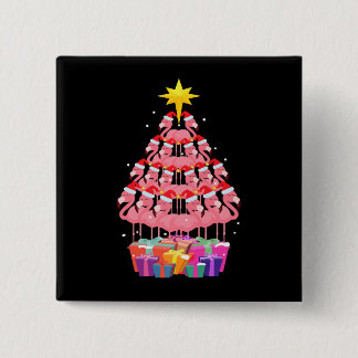 Funny Flamingo Christmas TreeGift Tee 15 Cm Square Badge