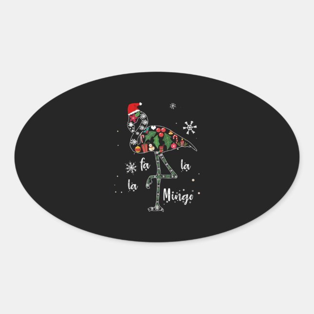 Funny Flamingo Christmas Xmas Oval Sticker (Front)