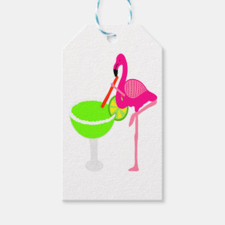 Funny Flamingo Drinking a Margarita Gift Tags