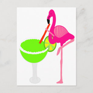 Funny Flamingo Drinking a Margarita Postcard