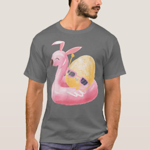 Funny Flamingo Easter Day Bunny Ear Costume With E T-Shirt