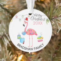 Funny Flamingo Family 2020 Covid Christmas Tree