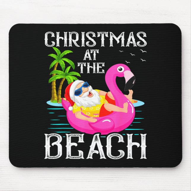 Funny Flamingo Float Santa Claus Christmas At The  Mouse Mat (Front)