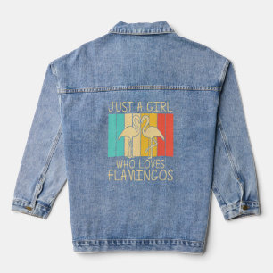 Funny Flamingo For Girls Kid Pink Flamingos Vintag Denim Jacket