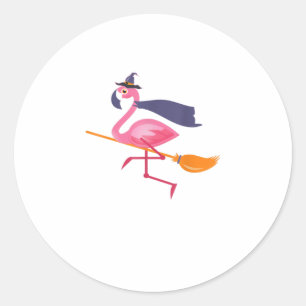 Funny Flamingo Halloween  Witch Classic Round Sticker