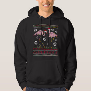 Funny Flamingo Lights Christmas Animals Birds Pink Hoodie