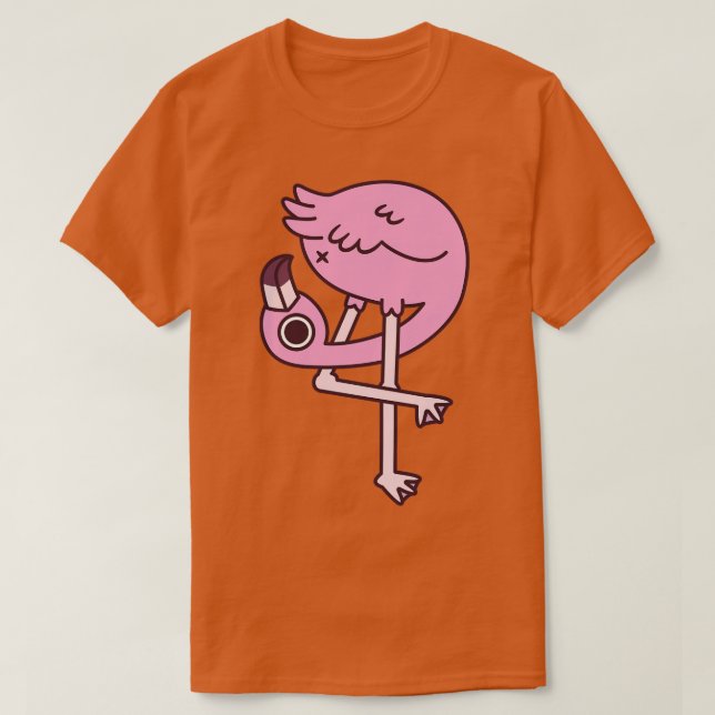 Funny Flamingo Looking At Its Butt T-Shirt (Design Front)