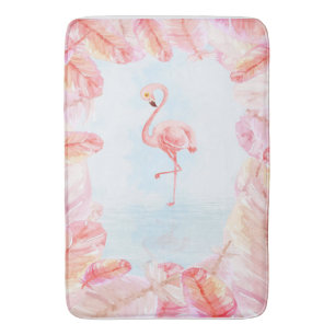 Funny Flamingo Lovers   Flamingo Feather Print Art Bath Mat
