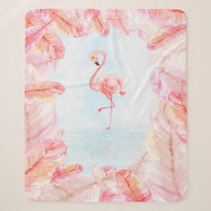 Funny Flamingo Lovers Flamingo Feather Print Art Sherpa Blanket
