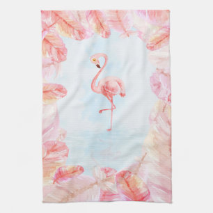 Funny Flamingo Lovers Flamingo Feather Print Art Tea Towel