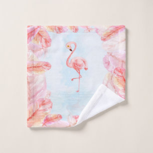 Funny Flamingo Lovers Flamingo Feather Print Art Wash Cloth