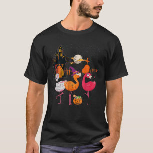 Funny Flamingo Lovers Witch Hat Pumpkin Halloween T-Shirt