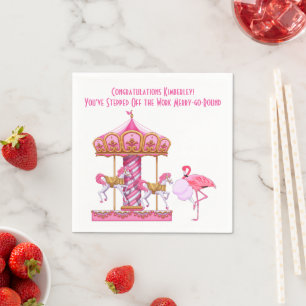 Funny Flamingo Merry go Round Retirement Party Napkin