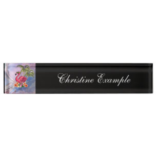Funny flamingo nameplate