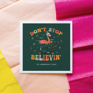 Funny Flamingo   Personalised Christmas Holiday Napkin