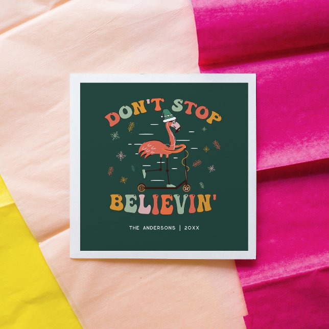 Funny Flamingo | Personalised Christmas Holiday Napkin (Creator Uploaded)