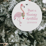 Funny Flamingo Personalised Christmas Tree Ornament<br><div class="desc">Treat your friends and family who are flamingo fans,  to this fun flamingo christmas tree ornament,  this year. Featuring a very christmassy flamingo and the saying ' have a flamingo christmas' followed by their name.</div>