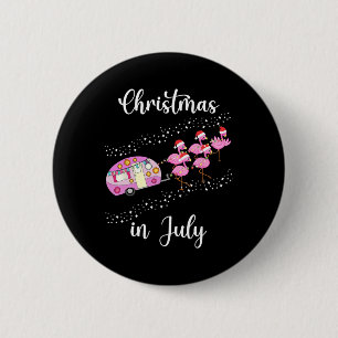Funny Flamingo Pink Retro Camping Car Christmas In 6 Cm Round Badge