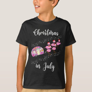 Funny Flamingo Pink Retro Camping Car Christmas In T-Shirt