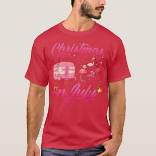 Funny Flamingo Pink Retro Camping Car Christmas in T-Shirt