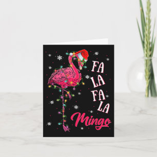 Funny Flamingo Santa Hat Christmas Lights Xmas Par Card