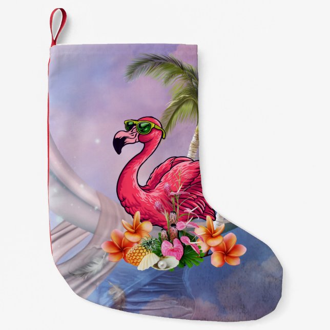 Funny flamingo small christmas stocking (Front)