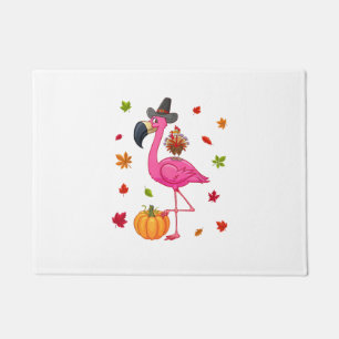 Funny Flamingo Turkey Thanksgiving Pumpkin Doormat